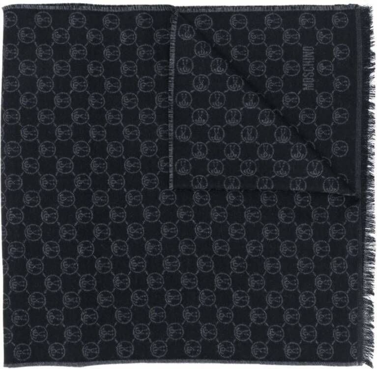 Moschino Wollen sjaal met abstract patroon Black Heren