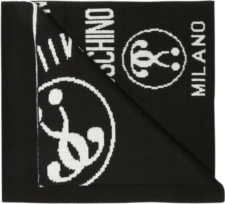 Moschino Double Question Mark Wool scarf Zwart Heren
