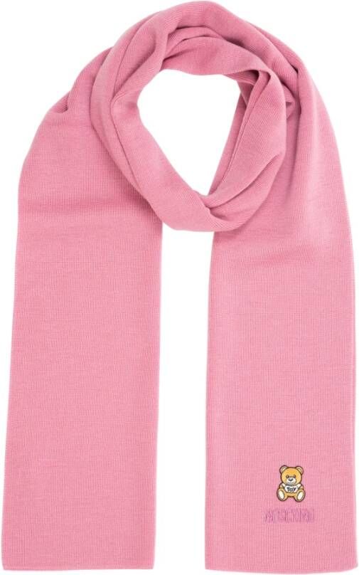 Moschino Gezellig Teddy Bear Wollen Sjaal Pink Dames