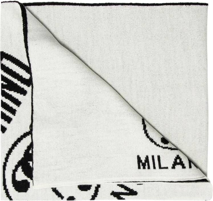 Moschino Multicolor Logo Wollen Sjaal White Heren