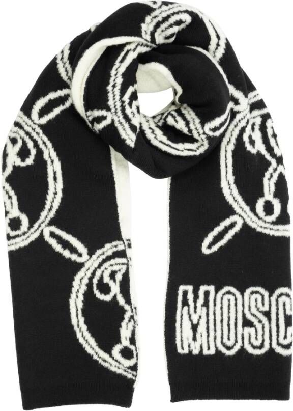 Moschino Double Question Mark Wool scarf Zwart Dames
