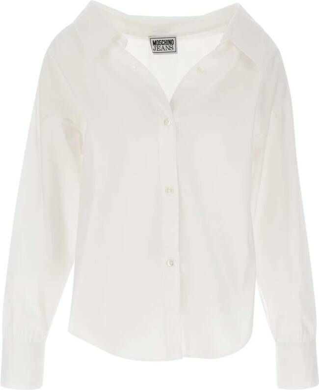 Moschino Witte Katoenen Shirt met V-hals White Dames