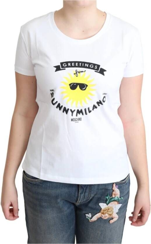 Moschino Witte Katoenen Sunny Milano Print T-shirt Wit Dames