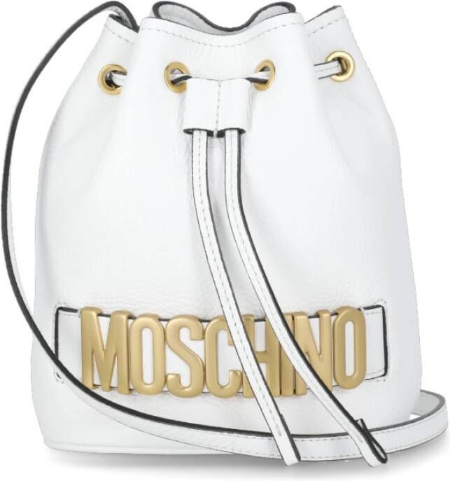 Moschino Witte Leren Bucket Tas met Verstelbare Schouderband White Dames
