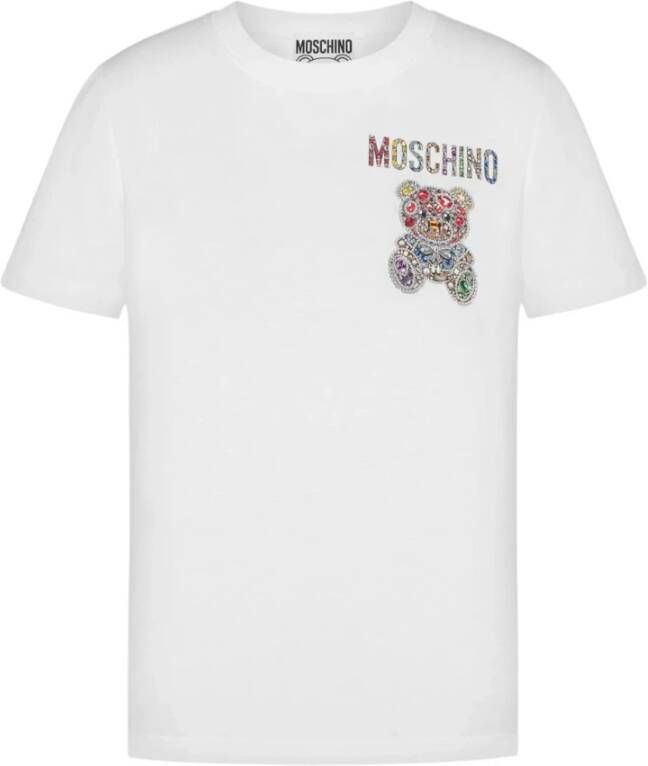 Moschino Witte T-shirt en Polo met Logo Print White Dames