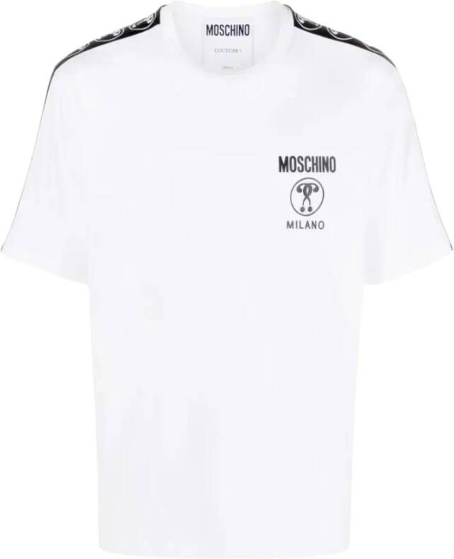 Moschino Witte T-shirt met Logo Print White Heren