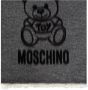 Moschino Grijze Wollen Sjaal met Logo Borduursel en Franjes Gray Dames - Thumbnail 1
