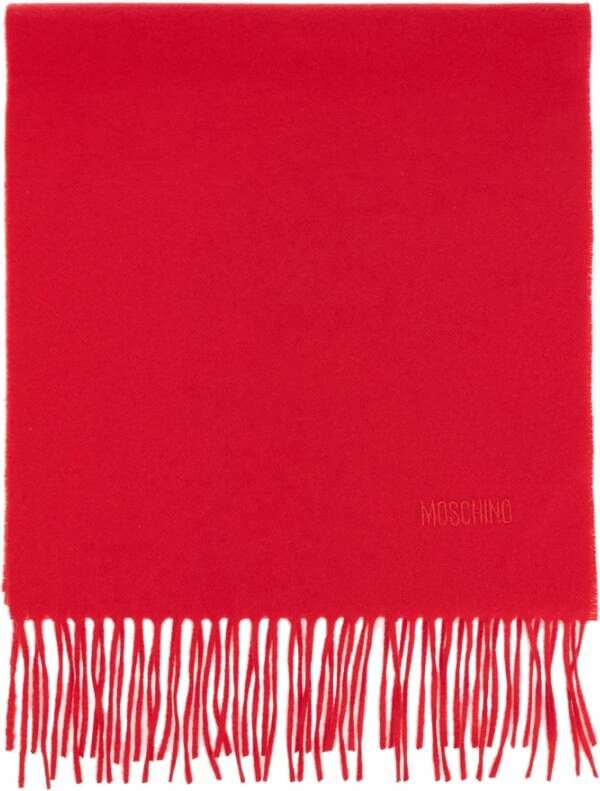 Moschino Wollen sjaal met logo Rood Unisex