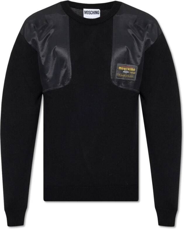 Moschino Zwarte Crew Neck Sweater Herfst-Winter Collectie Black Heren
