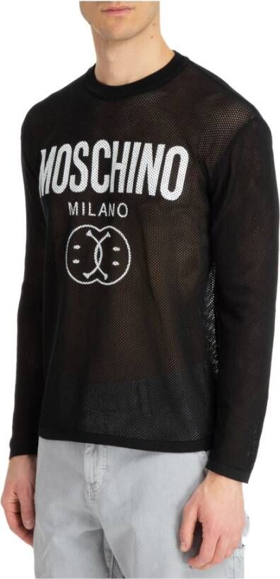 Moschino Smiley Logo Print Katoenen Sweatshirt Black Heren