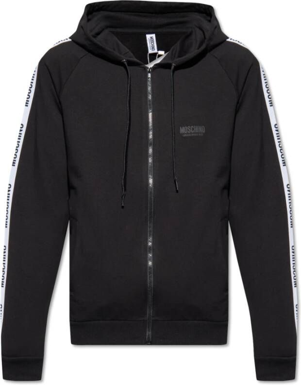 Moschino Zwarte zip-up hoodie met logo-print Black Heren