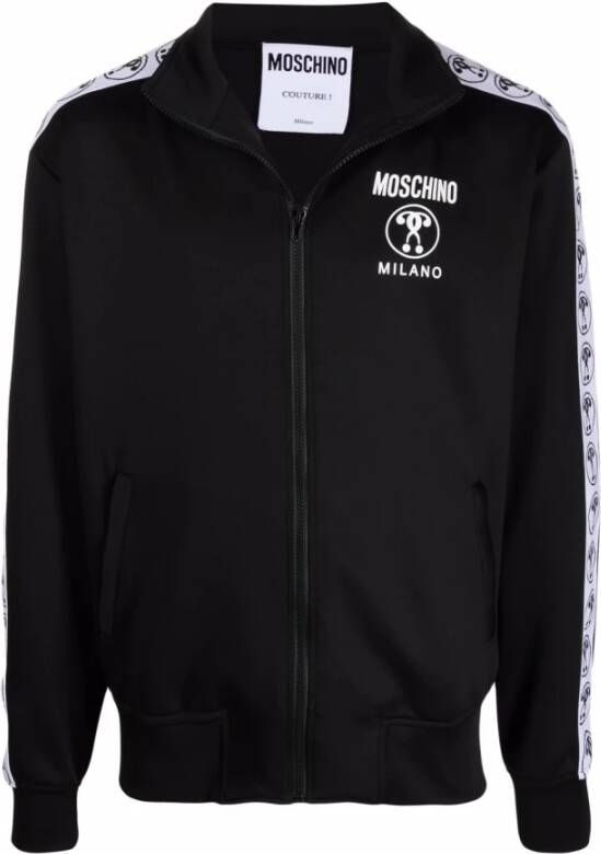 Moschino Stijlvolle Zwarte Logo Zip-Through Sweatshirt Black Heren