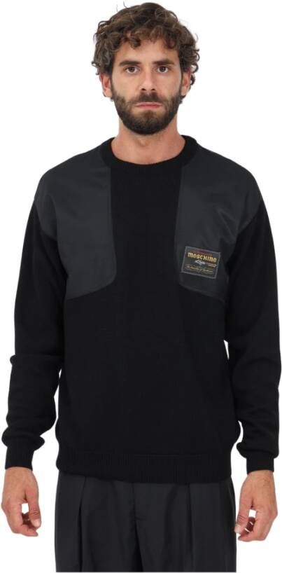 Moschino Zwarte Crew Neck Sweater Herfst-Winter Collectie Black Heren