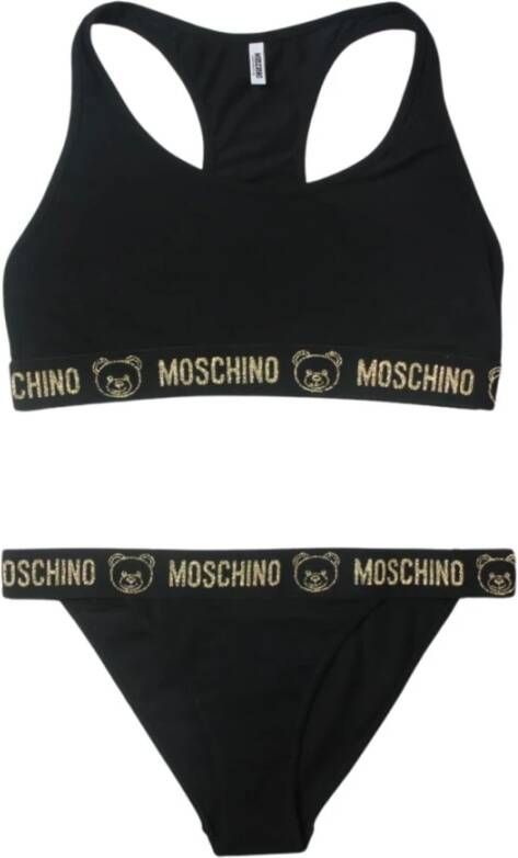 Moschino Zwart damesondergoed set met elastische banden Black Dames