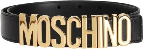 Moschino Zwart Riem met verguld metalen logo Black Dames