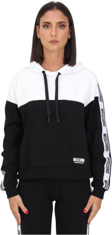 Moschino Zwarte hoodie met logoed banden Zwart Dames