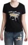 Moschino Black Cotton Come Play 4 Us Print Tops T-shirt Zwart Dames - Thumbnail 1