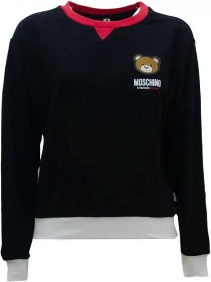 Moschino Zwarte Katoenen Sweatshirt met Geribbelde Details Zwart Dames