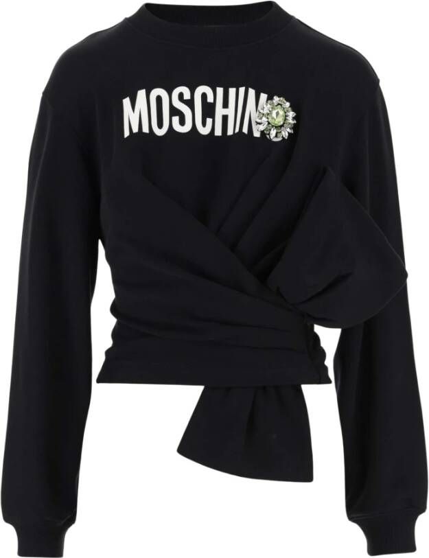 Moschino Zwarte Katoenen Sweatshirt met Juweel Detail Black Dames