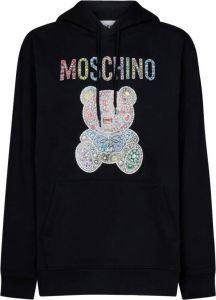 Moschino Zwarte Katoenen Sweatshirt met Juweellogo en Teddybeerprint Zwart Dames