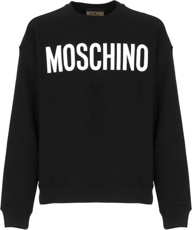 Moschino Zwarte Crewneck Sweatshirt voor Heren met Logo Print Black Heren