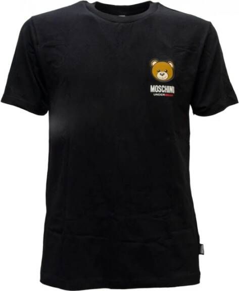 Moschino Zwarte katoenen T-shirt met logo patch Black Heren