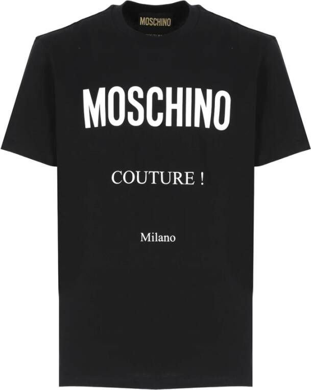 Moschino Zwarte katoenen T-shirt met logo Zwart Heren