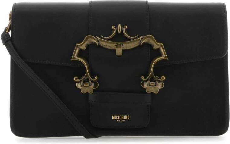 Moschino Zwarte lederen koppeling Zwart Dames