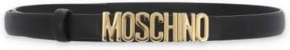Moschino Zwarte Leren Riem met Metalen Logo Sluiting Zwart Dames