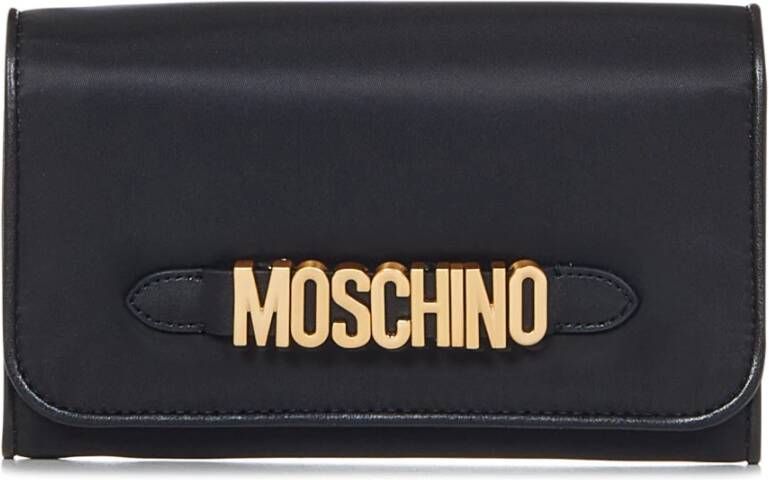 Moschino Zwarte Portemonnee met Kettingriem en Logo Detail Zwart Dames