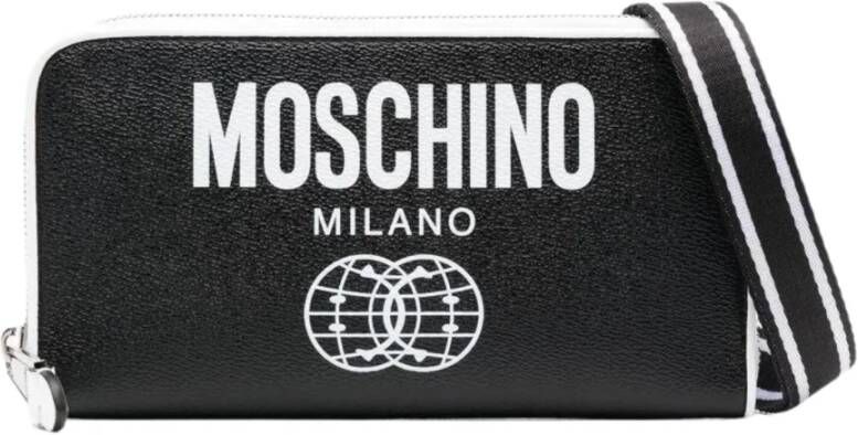 Moschino Zwarte portemonnee met logo print Zwart Heren