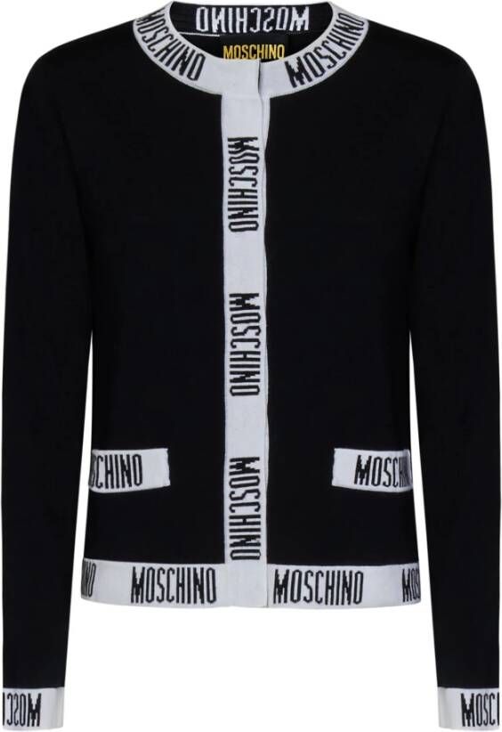 Moschino Zwarte Sweaters met Contrasterend Logo Zwart Dames