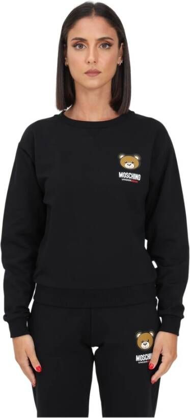 Moschino Zwarte sweatshirt met logo en teddy voor dames Black Dames