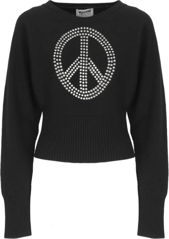 Moschino Zwarte trui met Peace logo Black Dames