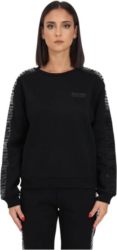 Moschino Zwarte Katoen Modal Sweatshirt met Logo Details Black Dames
