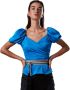 Moskada Blauwe Satijnen Blouse 46 Blauw Dames - Thumbnail 1