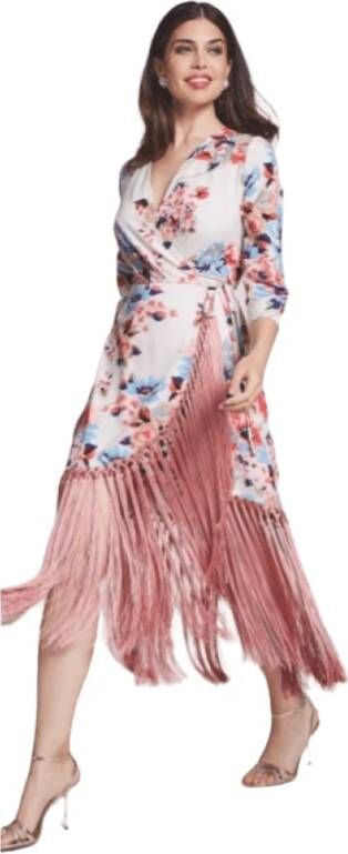 Moskada Bloemenprint Midi Jurk met Franjes Roze Dames