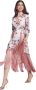 Moskada Bloemenprint Midi Jurk met Franjes Roze Dames - Thumbnail 1
