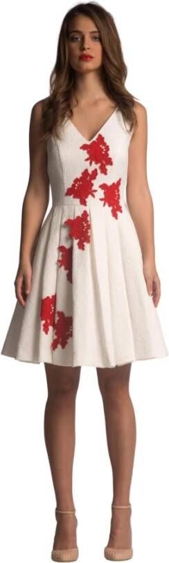 Moskada Chique Bloemen Brokaat Jurk White Dames