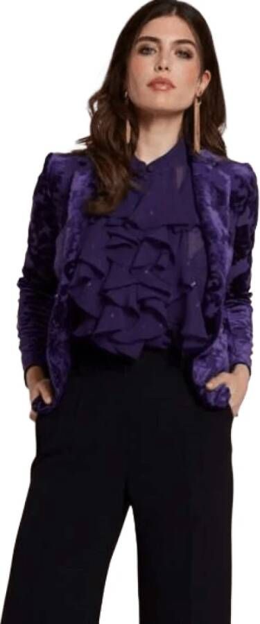 Moskada Elegante Paarse Brokaat Blazer Purple Dames