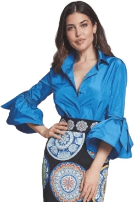 Moskada Elegante Strikblouse Blauw Dames