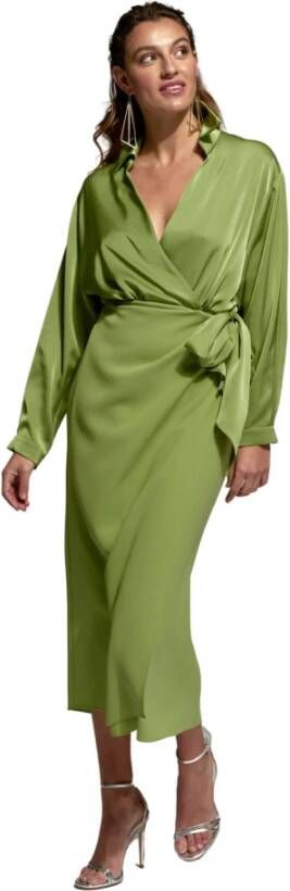 Moskada Groene Merida Midi Jurk Elegant Tweedelig Ontwerp Groen Dames
