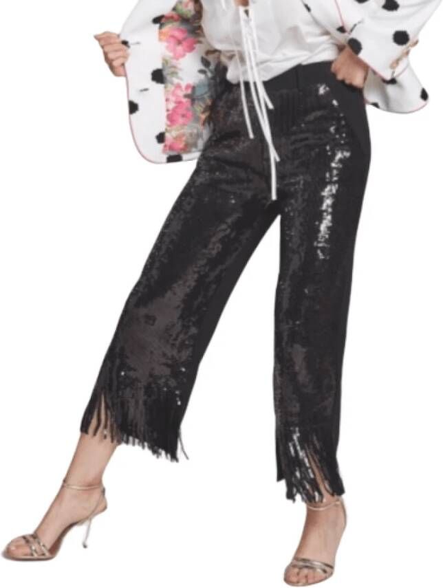 Moskada Pailletten Cropped Broek Zwart Dames