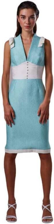 Moskada Turquoise en Witte Jurk 46 Blauw Dames