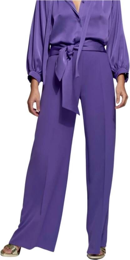 Moskada Wijde Pijp Hoge Taille Paarse Pantalon Purple Dames