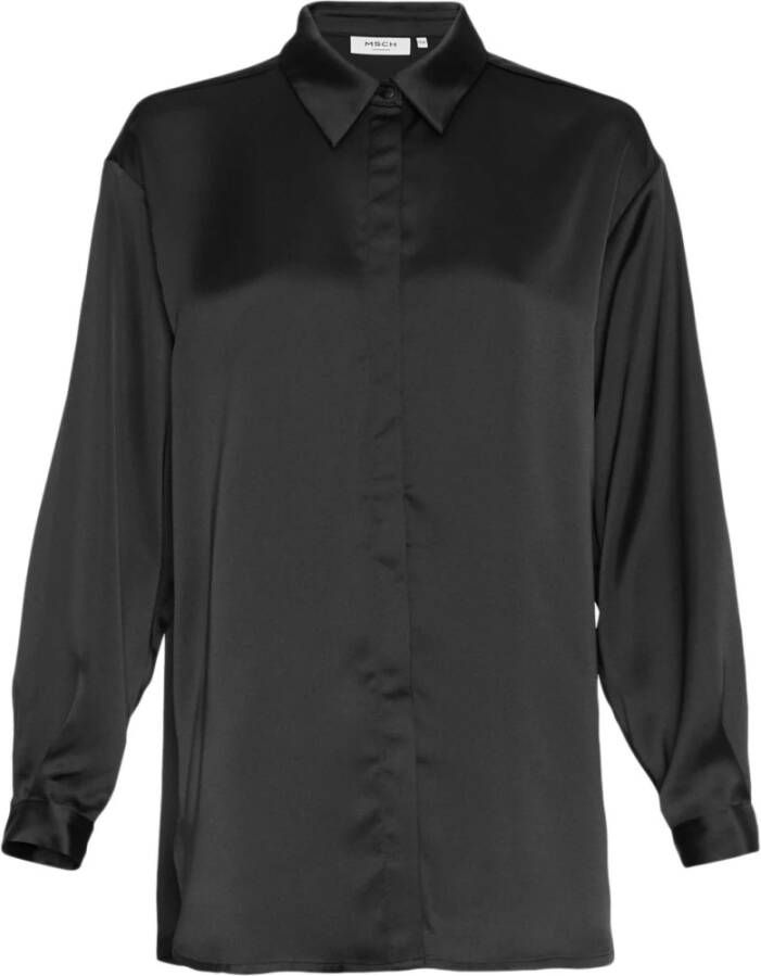 moss copenhagen Jeanita shirt black satin Zwart Dames