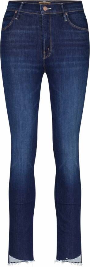 Mother Coole Enkel Jeans met Franje Asymmetrische Zoom Blauw Dames