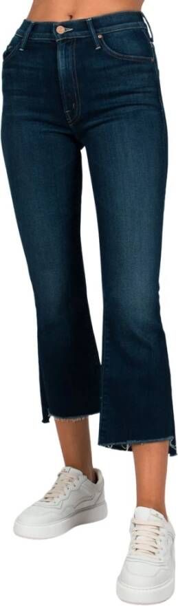 Mother Crop Step Fray Jeans Home Movies Blue Dames