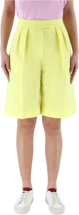 Msgm Op maat gemaakte katoenen shorts met Plissetto-detail Yellow Dames