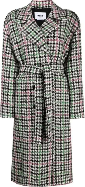 Msgm Single-Breasted Coats Belted Coats Multicolor Black Dames